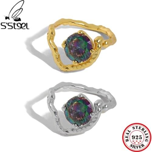 SSTEEL 925 Sterling Silver Temperament Heart Shaped Rings Design Zircon Opening Ring For Women Personalized 2021 Fine Jewelry