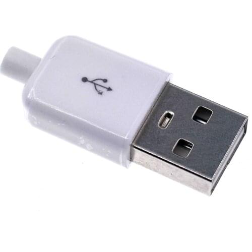 10PCS Male USB Connector Kit 5P 5pin USB 2.0 Plug Type A DIY Components White w/Plastic Cover