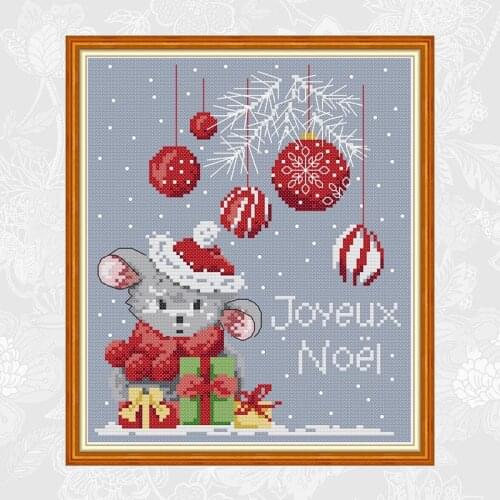 Cross Stitch kits 14ct Printed Canvas 11ct Counted Fabric Christmas Mouse Embroidery Painting DIY Handmade Needlework Crafts