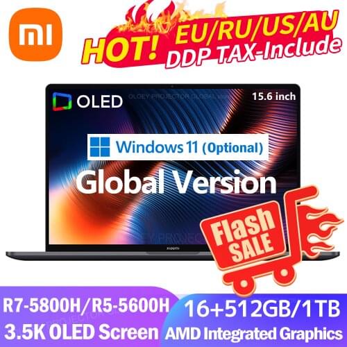 2021 Xiaomi Laptop Pro15 Ryzen AMD R7-5800H/R5-5600H 3.5K OLED Screen 15.6Inch 16GB+512GB 100%sRGB Win10 Office Notebook PC