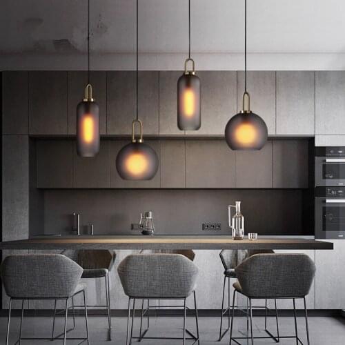 New Modern American Style Pendent Lamps Restaurant Bar Loft Rope Lighting Retro Living Room Clear FrostedGlass Lights Hang lamps