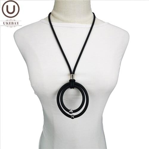 UKEBAY New Round Pendant Necklaces Alloy Bead Jewelry 2020 Women Fashion Clothing Necklace Leather Jewelry Wholesale Accessory