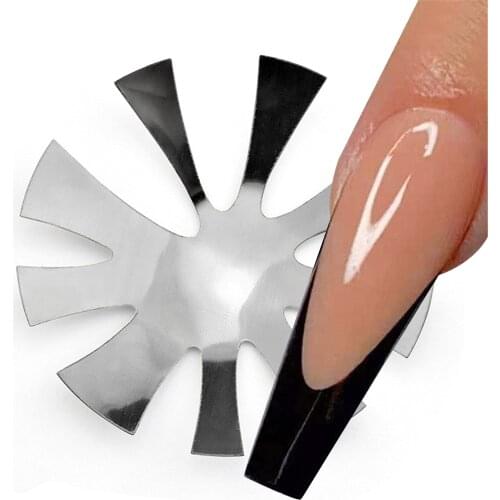Pro 9 Sizes Easy French Smile Cut V Line almond shape Tips Manicure Edge Trimmer Nail Cutter Acrylic Pink White French Nails Hot