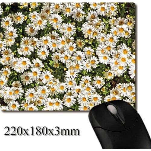 Blooming daisies image printed Heavy weaving anti-slip rubber pad office mouse pad Coaster Party favor gifts 220x180x3mm