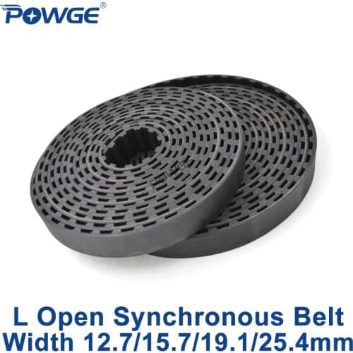 POWGE Inch Trapezoid L Open Synchronous Timing belt L-050 L-075 Rubber Neoprene fiberglass width 12.7/15.7/19.1/25.4mm Pulley