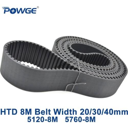 POWGE Arc Tooth HTD 8M synchronous belt C=5120/5760 width 20/30/40mm Teeth 640 720 Rubber HTD8M Timing Belt 5120-8M 5760-8M