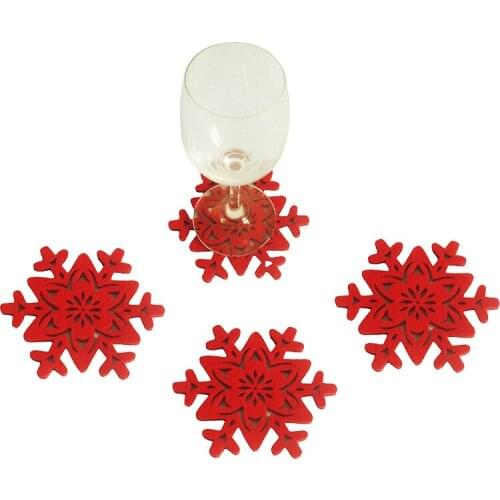 Christmas Snowflake Shaped Cup Mat 4Pcs/Set Tea Cup Coaster Anti-Skid Table Placemat Xmas Holiday Decor