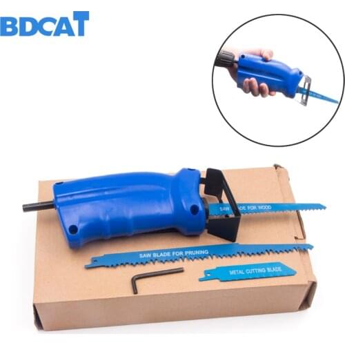 BDCAT Reciprocating Saw For Power Tool Accessories Metal Cutting Wood Cutting Tool Electric Drill Attachment with 3 Blades