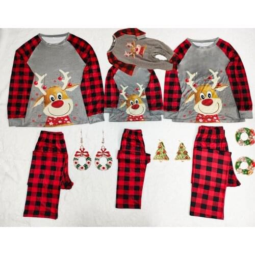 Family Christmas Pajamas Matching 2021 Deer Mommy And Me Pyjamas Clothes Sets Look Sleepwear Mother Daughter Father Son Outfit