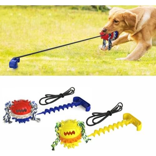 Dog Tug Pull Roep Ball Toy Pet Dog Chew Toy Spiral Anchor Stake Toy Pet Molar Bite Ball Toy For Small Medium Large Dog Outdoor