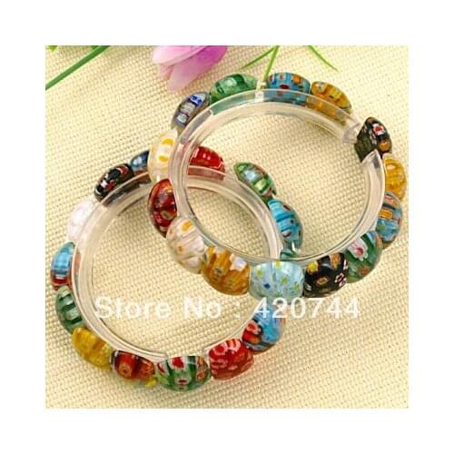 Topstore 6PCS Multicolor Glass Millefiori Lampwork Bracelet Bangle