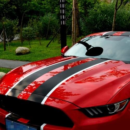 Carbon Fiber Pattern Full Car Body Garland Decoration Sticker for Ford Mustang 15-20 Engine Hood Stickers