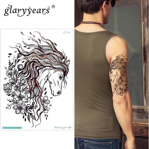 Glaryyears Small Arm Temporary Tattoo Sticker Fake Tatoo HorseFlash Tatto Waterproof Small Body Art Men Women LC-744
