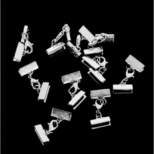 10X 13mm Ribbon Clip Clamp Cord Crimp End Cap Tip Necklace Bracelet Findings Ribbon Necklace Ends Crimp Clamps