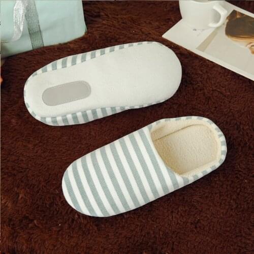 Women House shoes 2020 Soft Striped Wood Floor Indoor Mute Cotton Slippers Non-Slip Slippers