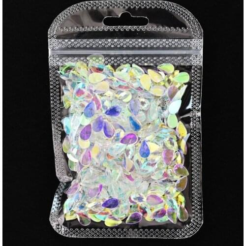 12 Shape Approx 100pcs/Bag Clear AB Crystal Gems Stones For DIY Nail art Decoration Resin Nail Beads Rhinestone CZD84(100pcs)