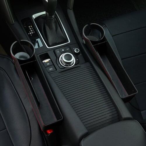 2 Pieces Black Car Seat Crevice Storage Box Grain Organizer Gap Slit Filler Holder for Wallet Phone Cigarette Slit Pocket
