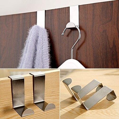 2PCS Stainless Steel Home Kitchen Wall Door Hook Hanger Hanging Coat Hooks Holder