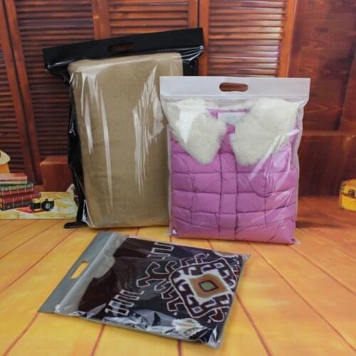 20 pcs Large Non Woven Zip Lock Plastic Clothing Packaging Bag With Handle and Zipper Clear Garment Bags Custom Logo