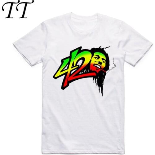 2019 Fashion Men Print Bob Marley Reggae Rastafari T-shirt O-Neck Short Sleeve Rasta Rastafarian 420 Weed Unisex Top Tee T Shirt
