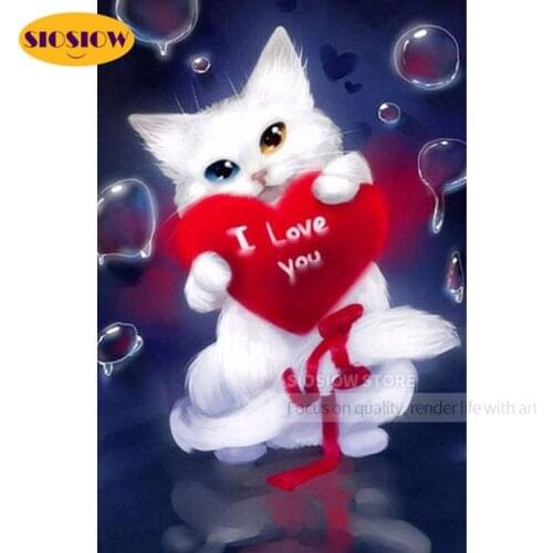 3D Diamond Mosaic Embroidery Cats Crystal Rhinestone 5D Diamond Painting Cartoon Cat Pictures Full Square Love Gifts For Couples