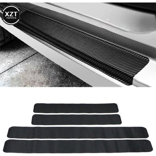 3D Carbon Fiber Car Sticker DIY Paste Protector Strip Auto Door Sill Side Mirror Anti Scratch Tape Waterproof Protection Film
