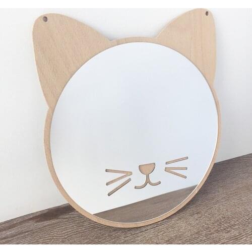 Cat 3D Wall Mirror Stickers For Living Room Decoration House Baby Bedroom Acrylic Wood Frame Home Decor Decorative Wall Mirrors