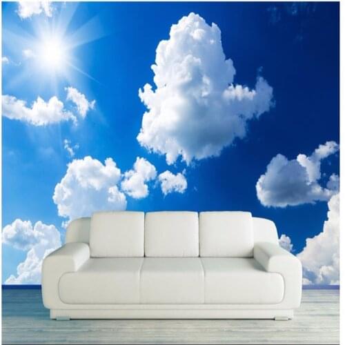 Beibehang 3d wallpaper mural decor Photo backdrop Sunny clouds Sunshine Resort living room ceiling wall painting mural panel