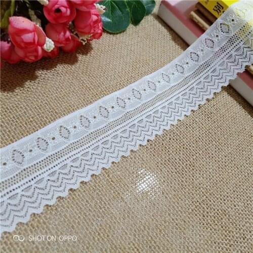 5cm S1500 white Nylon Spandex stretch Jacquard lace trimmings for sewing clothing wedding dress French lace fabric