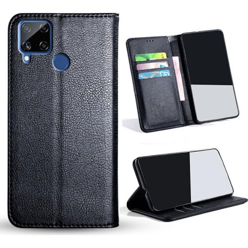Luxury Leather Case For OPPO Realme C15 6.5inch PU Leather Case for Realme C15 with inside TPU cover Material No Magnet coque