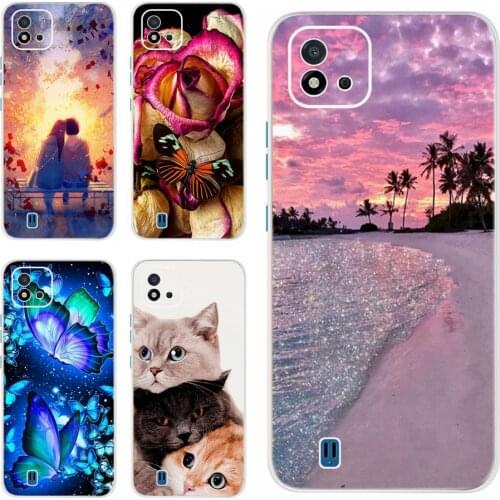 Realme C20 Case Cute Cat Stylish Painted Back Cover For Oppo Realme C20 Phone Cases RealmeC20 C 20 Bumper 6.5'' Soft Slim Fundas