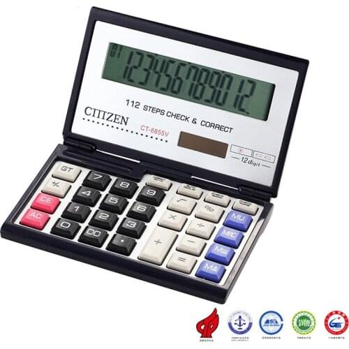 CT-8855V Box Flip Calculator Creative Calculator 12 Digit ABS Plastic Ordinary Dry Battery Black Count Computer