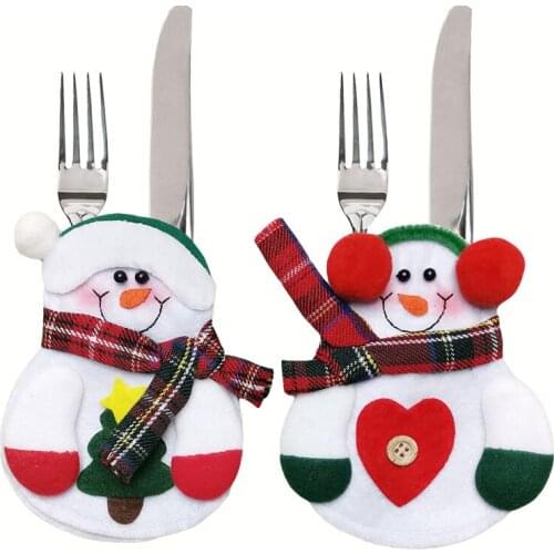4pcs Christmas Decorations Snowman Kitchen Tableware Holder bag Party gift Xmas ornament Christmas decorations for home table