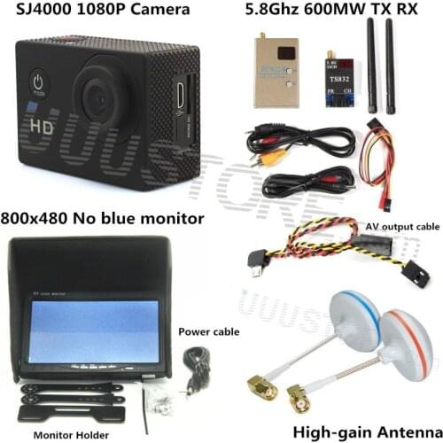 FPV Combo System boscam 5.8ghz 600mw transmitter receiver No blue monitor SJ4000 Camera for walkera CX20 DJI Phantom QAV250 F450