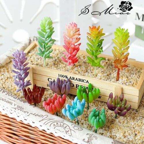 New Quality Artificial Flocking Succulent Green Red Purple Simulation Plant Garden Home Decoration Plastic Bonsai Flowers plants