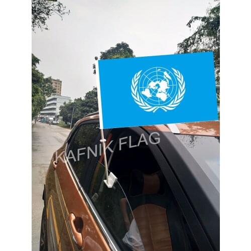 KAFNIK,30*45CM The United Nations Window Car Flags and Banners Countries World Custom Flags with 43/52cm flagpole for car decora