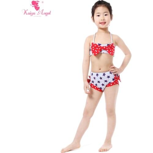 Kaiya Angel 4th Of July US Baby Girl Clothes Bikini Bloomer Set Kids Girl Clothing Patriotic Star Bow Baby Set 1-8T