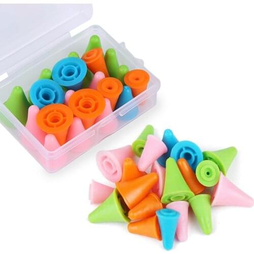LMDZ 20 PCS Mixed Color Knitting Needles Point Protectors/Stoppers with Plastic Box,Include 10 Small & 10 Large, Knit Needle Tip