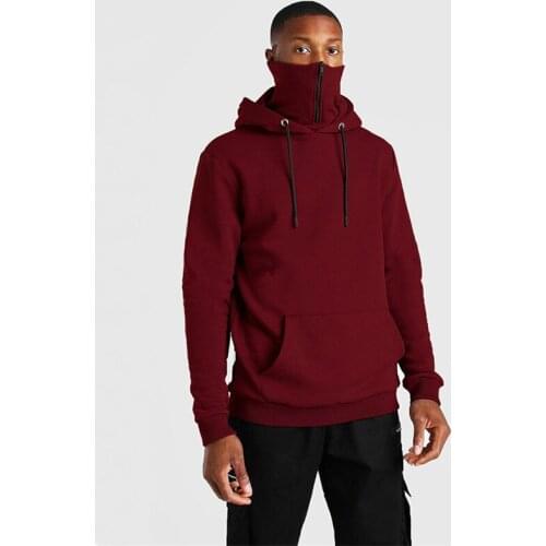 Mens Fashion Hoodie with Zipper Opening Snood Casual Sweatshirts Warm Fleece Inside Street Style Pullover AW21 New Male Hoody