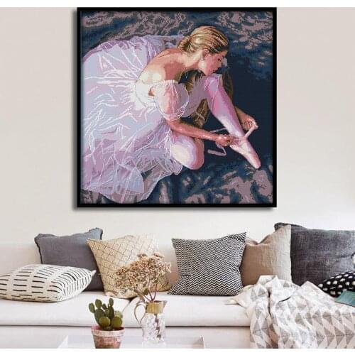 Joy Sunday Cross Stitch Kit Oil Painting Dance Girl Ballerina Needlework Embroidery Character Pattern Home Decoration Painting