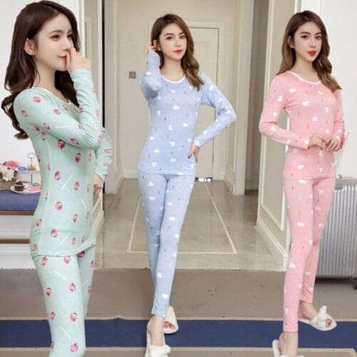 2020 Autumn Winter Long Sleeve Turtleneck Body Shaper for Women Print Lingerie Shapewear Suit Underwear Set Long Johns Bodysuit