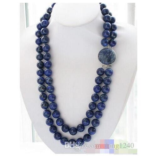 Wholesale 2row nature 24 "14mm blue lapis lazuli bead necklace