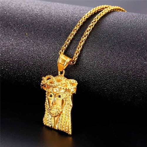 Collare Jesus Head Necklaces & Pendants Gold Color Wholesale Stainless Steel Necklace Women Men Jewelry Christmas Gift P999