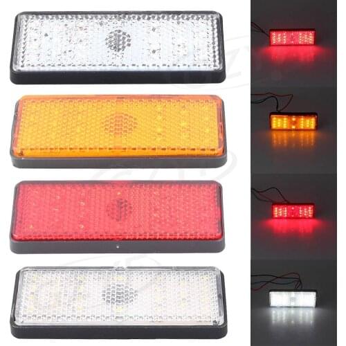 Pair Universal LED Rectangle Reflector Tail Brake Stop Marker Lights Car Truck Motorcycle Accessories