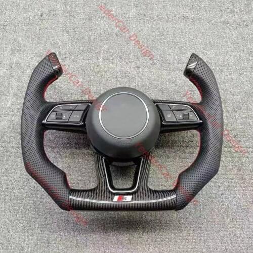 Fully Leather Steering Wheel Flat Bottom Fully Alcantara for Audi A3 A4 A5 RS4 RS5 S4 S5 2013-2016