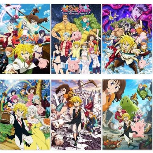 The Seven Deadly Sins Painting White Coated Poster Modern Wall Art Prints Wall Pictures For Room Decor Fans Collection Poster