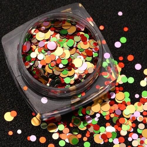 Mixed Colorful Size Ultrathin Nail Glitter Sequins Decals Round Shiny Metallic Nail Sparkle Flakes 3D Nail Art Decorations D8014