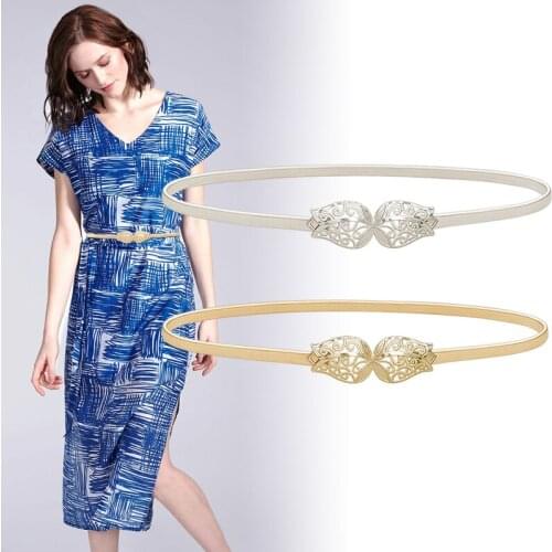 Gold Thin Ladies Leather Belt Women Pin Buckle For Belt Korean Fashion casual Solid Female Waist Belt For Dresses