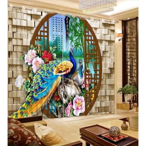 Curtains Peacock Luxury Blackout 3D Window Curtains For Living Room office Bedroom Drapes cortinas Rideaux Customized size