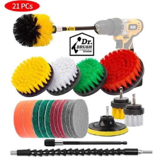 21pcs Electric Drill Brush Power Scrubber for Cleaning Bathroom Bathtub Cleaning Brushes Scrub Drill Car Cleaning Tools